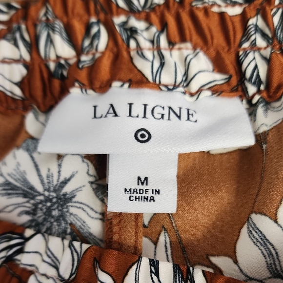 La Ligne x Target Women's Size Med Floral Wide Leg Trousers Brown White - Picture 9 of 12